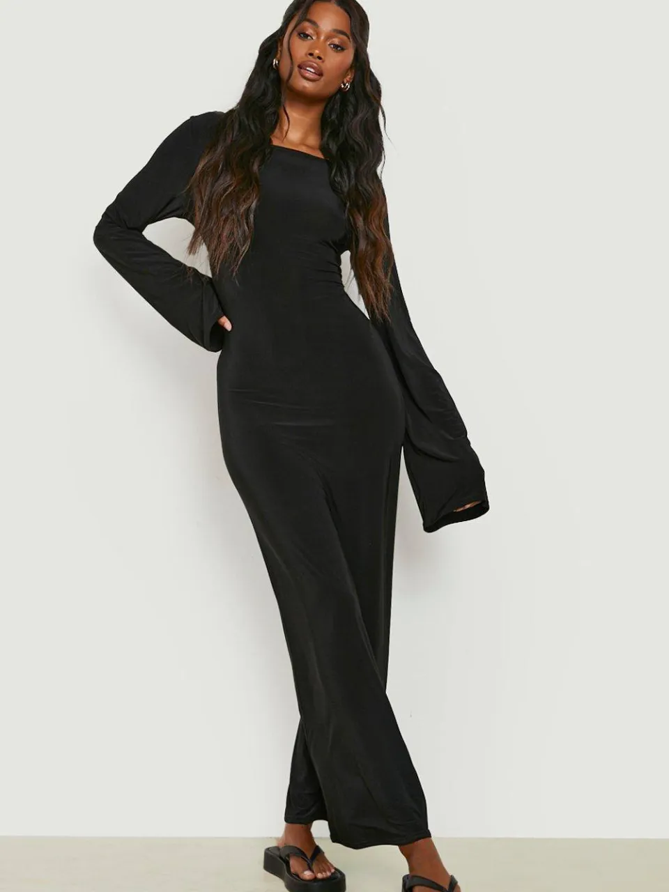 boohoo Dames Heavy Soft Touch Maxi-jurk met lage rug zwart, foto 3