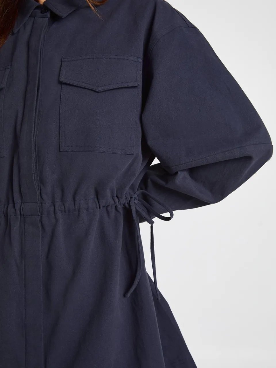 boohoo Dames Keperstof Blousejurk Met Knoopsluiting En Zakdetail marineblauw, foto 4