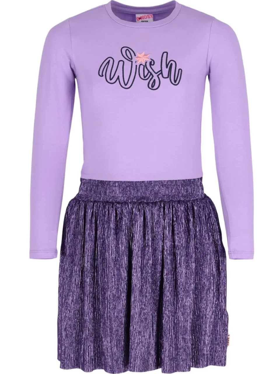 B.Nosy Daisy midi jurk met glitters en print paars, foto 2