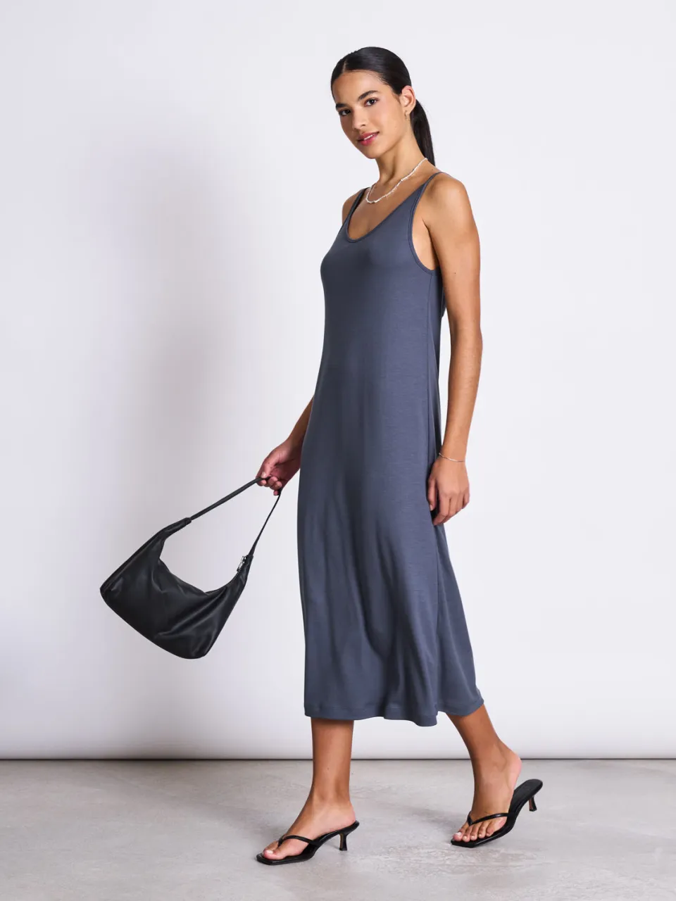 JAN N JUNE dames vegan Midi Jurk Triangle Grijs, foto 2