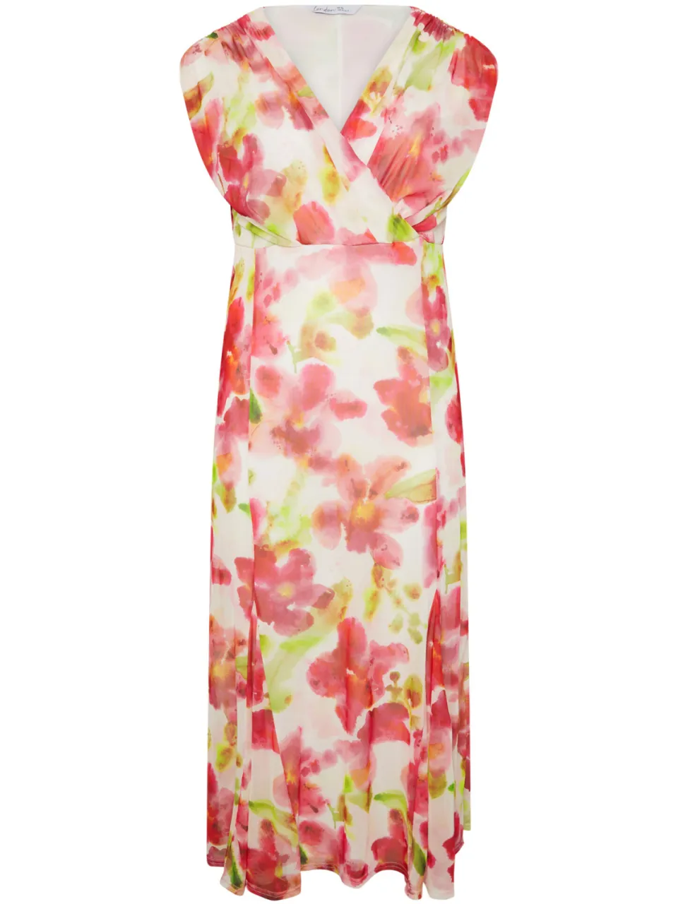 Yours London Witte Bloemenjurk Met Mesh En Godet Zoom, foto 4