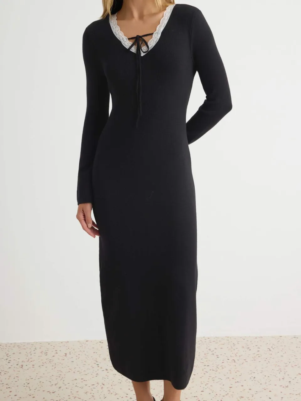 Trendyol TRENDYOLMİLLA Dames Zwart Effen Maxi Lang Bodycon Jurken, foto 2
