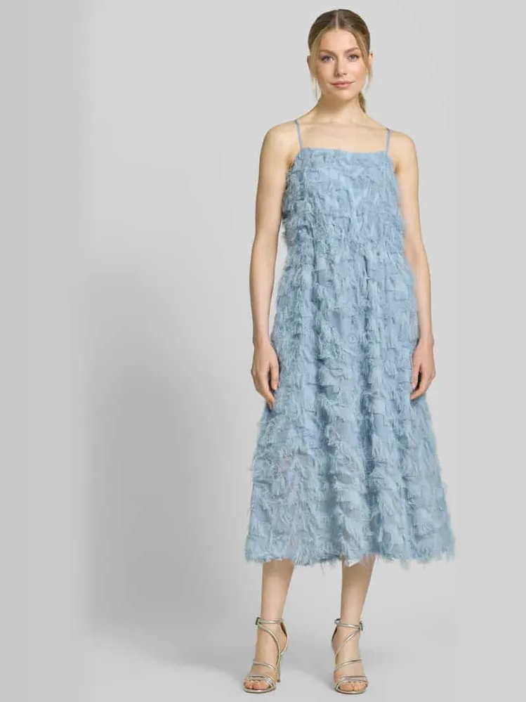 SELECTED WOMEN Licht uitlopend midijurk met franjes model 'MYLINE' Lichtblauw