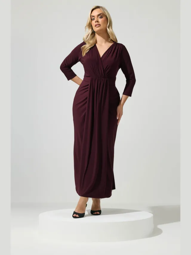 Yours London Paarse Gedrapeerde Maxijurk Purple