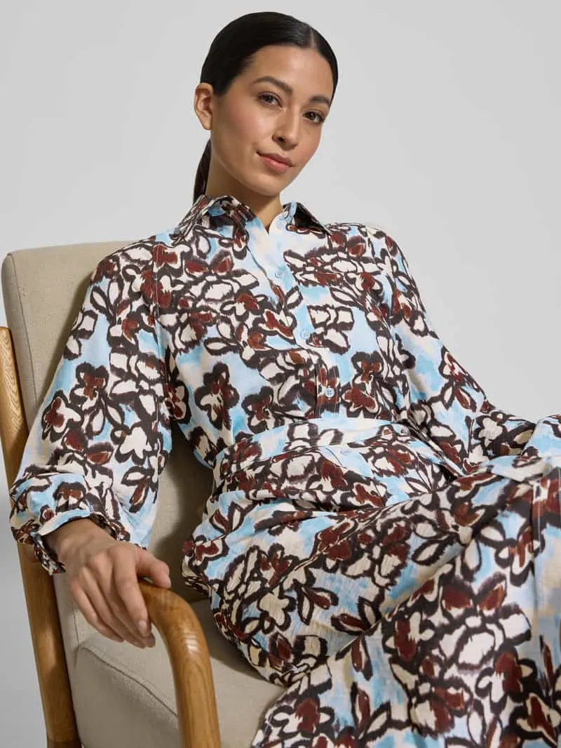 Jake*s Hemdblousejurk van viscosemix met bindceintuur bleu, foto 4