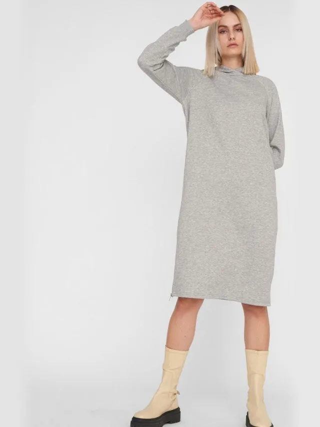 Noisy May Jurk Nmhelene L/s Sweat Dress Bg Noos 27015316 Light Grey Melange Dames Maat