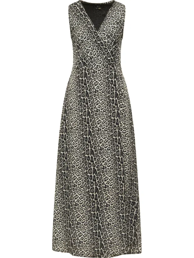 Faina Maxi-jurk met luipaardprint nelice Dames Grijze Leeuw Grijs