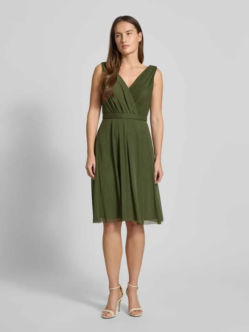 TROYDEN COLLECTION Cocktailjurk met V-hals olijfgroen, foto 4