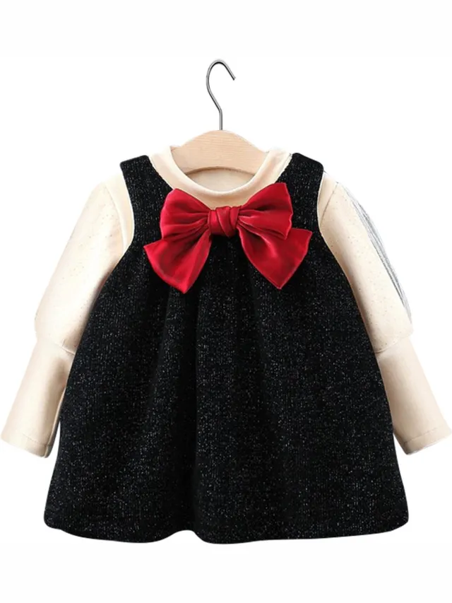 Baby Garden meisjes kerst jurkje tweedelige set Zwart - creme