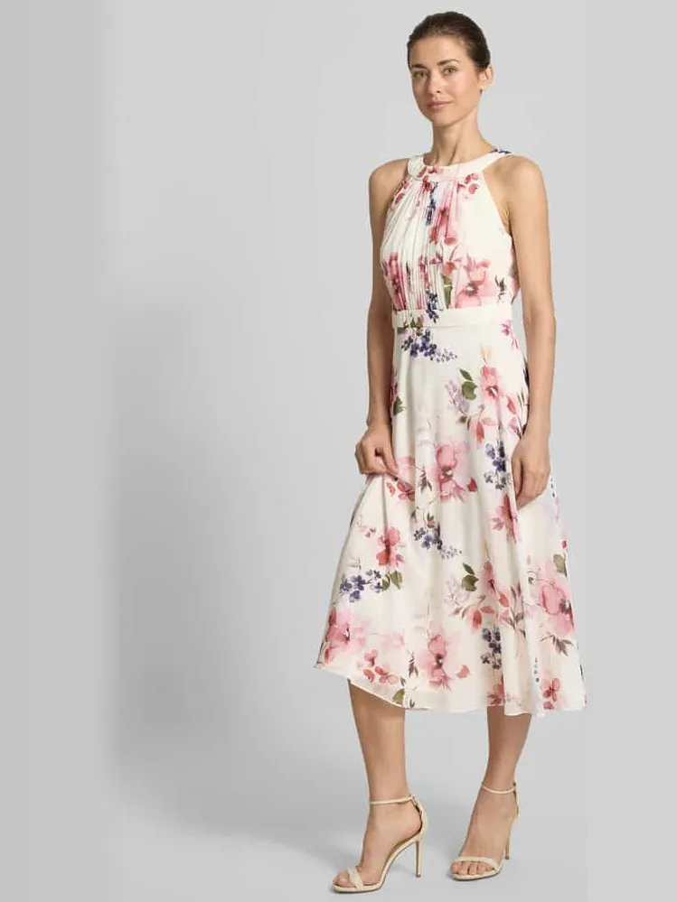 Christian Berg Cocktail midi-jurk met all-over bloemenmotief ecru, foto 4