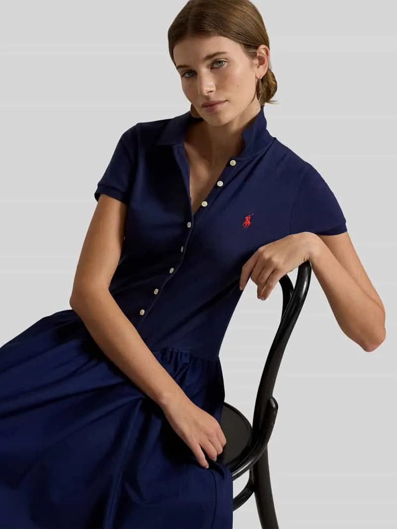 Polo Ralph Lauren Vrijetijdsjurk van katoenmix met polokraag marineblauw, foto 2