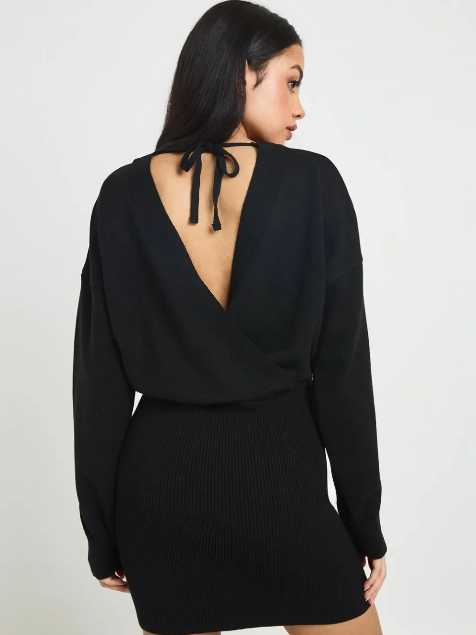 boohoo Dames Overslagjurk Mini zwart, foto 2