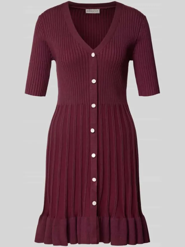 Apricot Knie-lange tricotjurk met viscose-anteil bordeaux, foto 2
