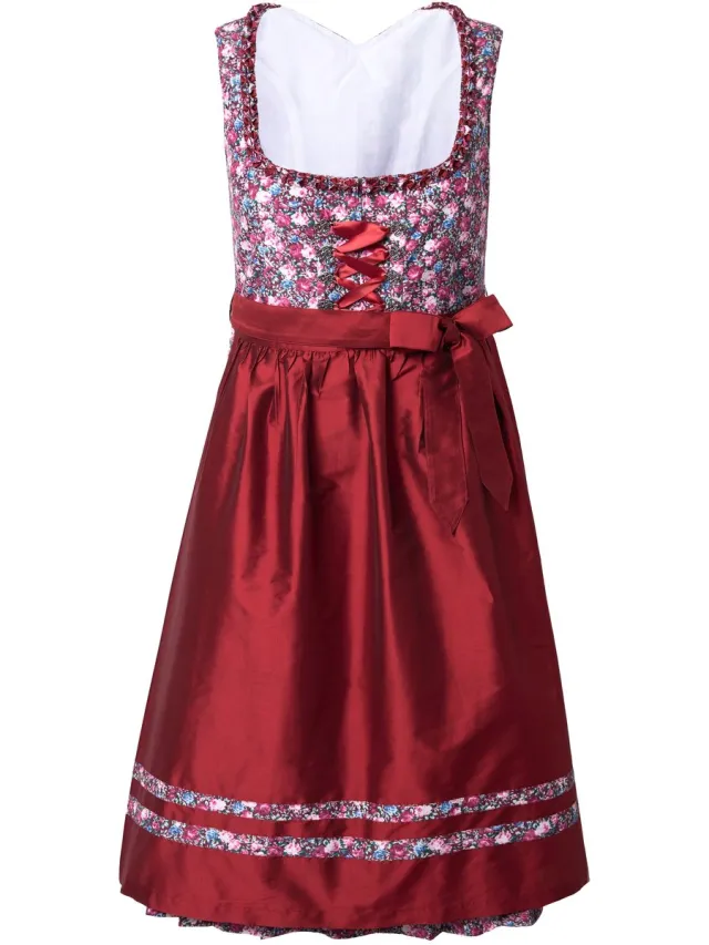 Ulla Popken Dames - Midi-dirndl vetersluiting carréhals mouwloos - Salsa