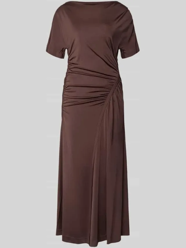 Boss slim fit maxi-jurk van viscosemix model 'ECAREN' donkerbruin, foto 2