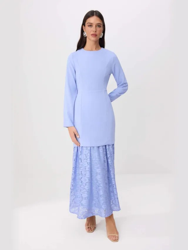 Trendyol Modest Dames Blauw Effen Maxi Lang Recht Modest Jurken