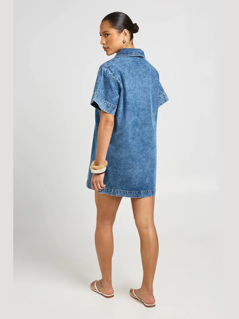 boohoo Dames Boxy Korte Mouwen Denim Jurk, foto 2
