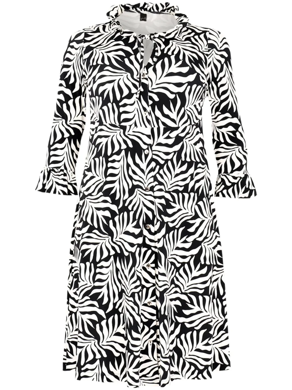 Yoek Jurk met ruches SEA LEAF | Zwart, foto 2