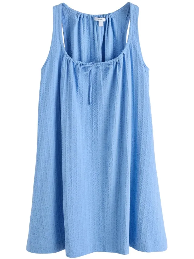 Next Dames - Mouwloze jersey mini-zomerjurk, petite - Petite - Blauw Cornflower Blue