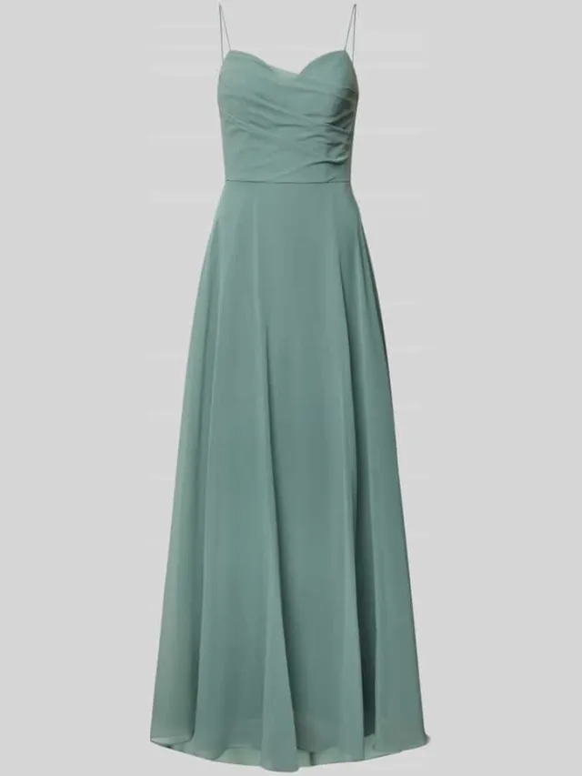 Laona midi-jurk met drapering en spaghettibandjes rietgroen