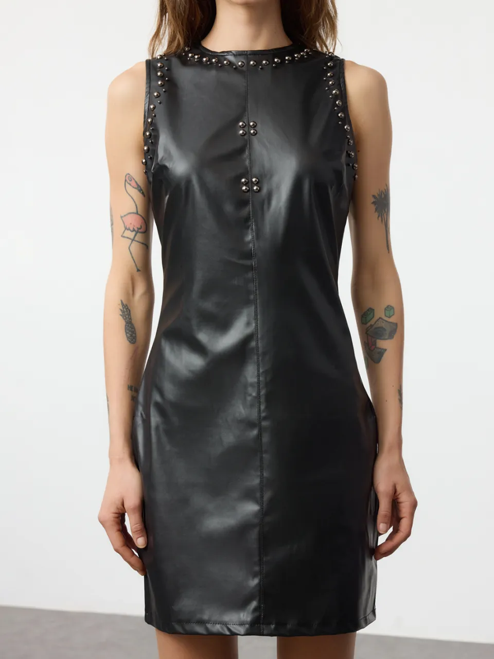Trendyol TRENDYOLMİLLA Dames Zwart Effen Kort / Mini Mouwloos Avond / Dagelijks Bodycon Jurken, foto 2