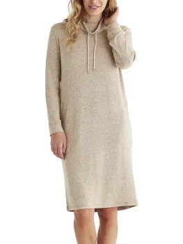 Damella Knitted Long Sleeve Lounge Dress Beige,Versch.kleure/Patroon