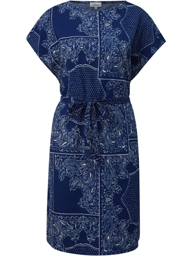 s.Oliver korte bohemian zomerjurk met paisley - donkerblauw, foto 2