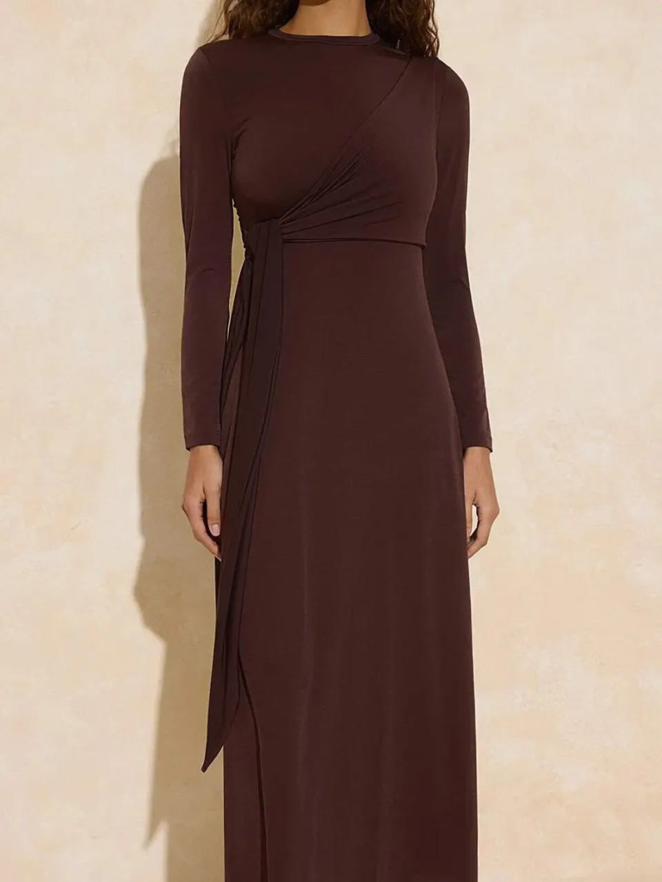 Trendyol Modest Dames Bruin Effen Maxi Lang Casual A-lijn Modest Jurken, foto 2