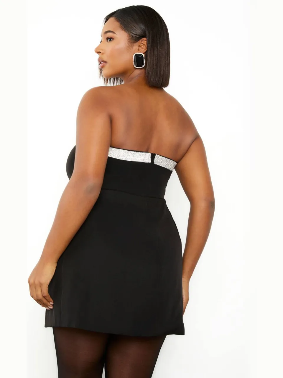 boohoo Dames Plus Diamante Versierde Skater Mini Jurk zwart, foto 2