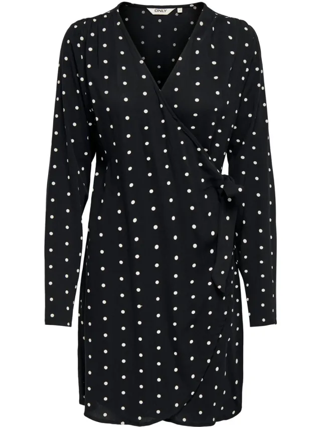 Only ONLKESHAV L/S V-NECK WRAP DRESS WVN - Meisjes - Mini jurken Black