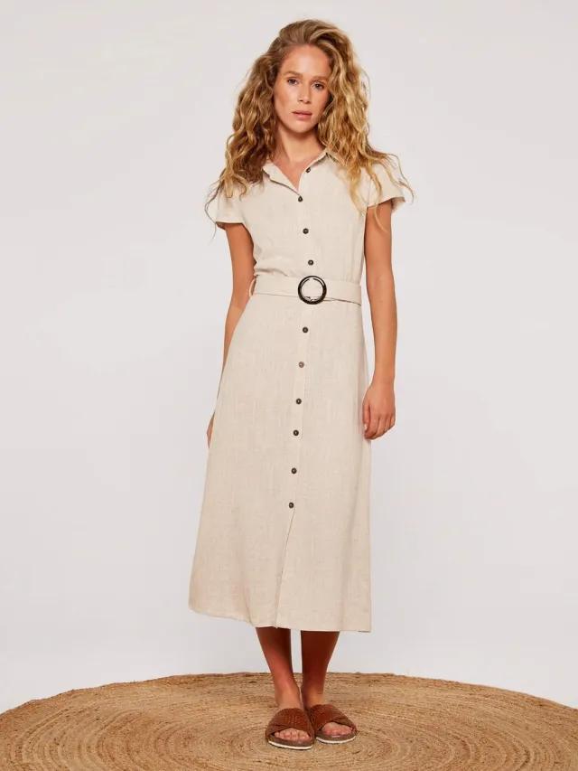 Apricot Vintage-jurk met knopen Steen