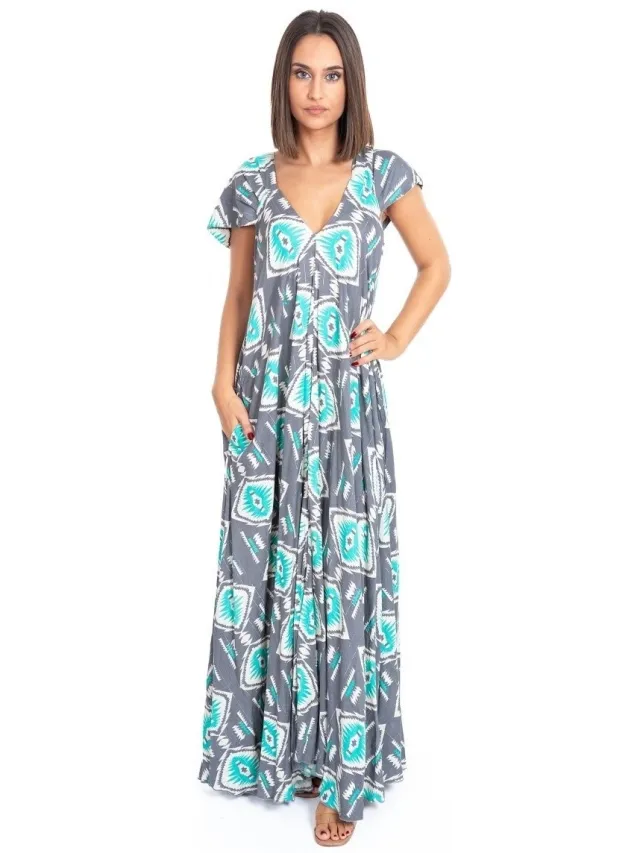 Isla Bonita By Sigris Lange Jurk Isla Bonita By Sigris Lange Midi-Jurk Blauw
