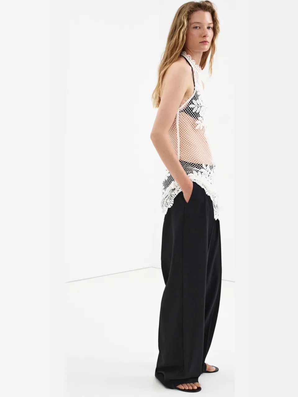 Mango halter gehaakte strandjurk - wit, foto 3