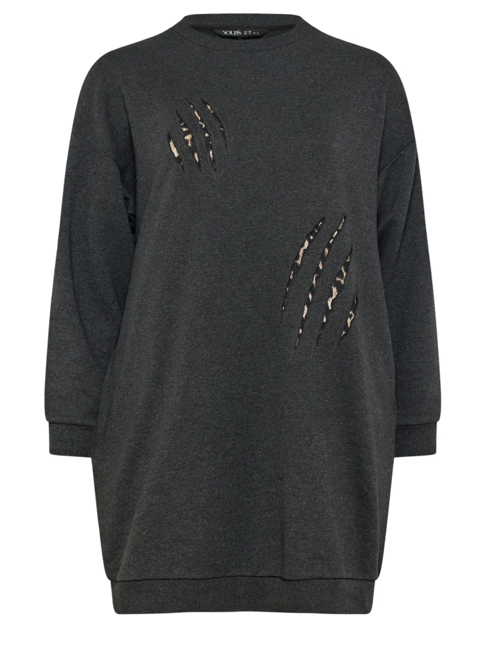 Yours Grey Leopard Slash Sweatshirtjurk-60, foto 3