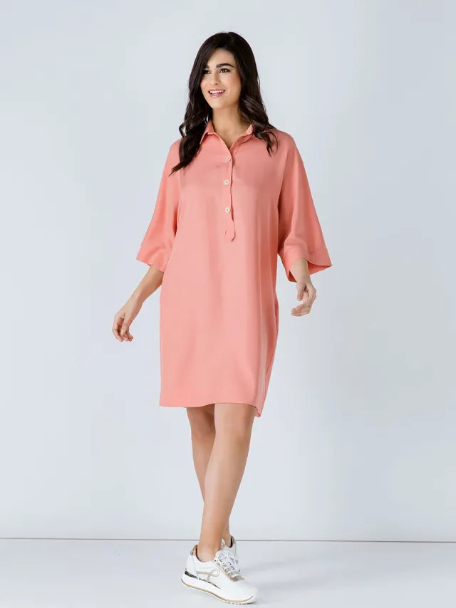 Conquista Oversized koraal Tencel jurk