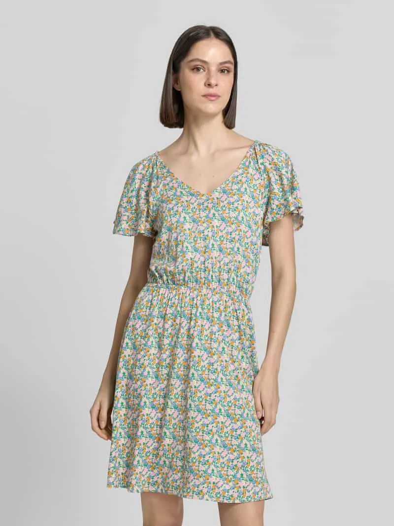 Ichi mini-jurk van viscosemix met florale all-over print model 'Aya' lichtblauw, foto 4