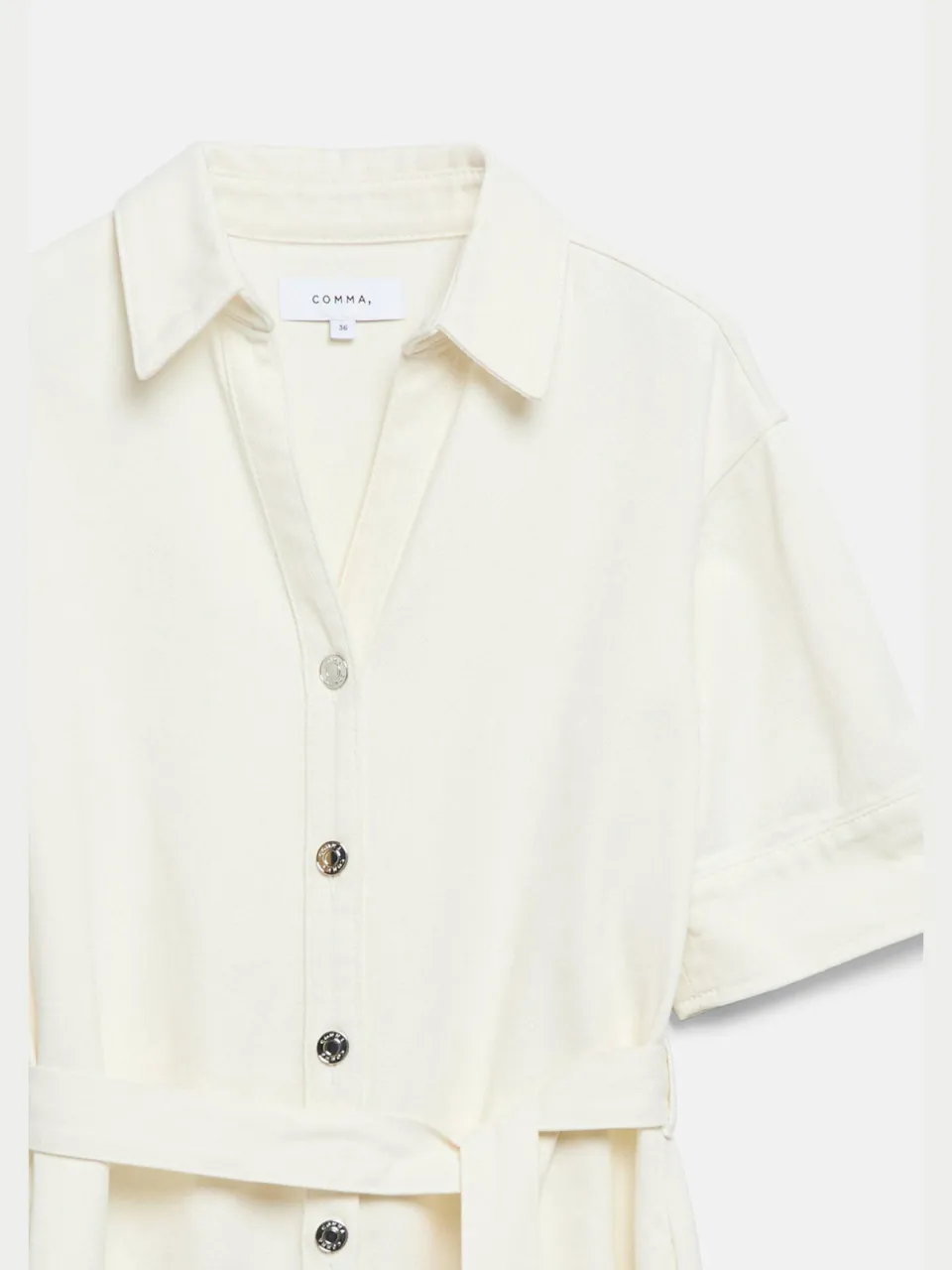 Comma relaxed fit blousejurk met ceintuur - wit, foto 5