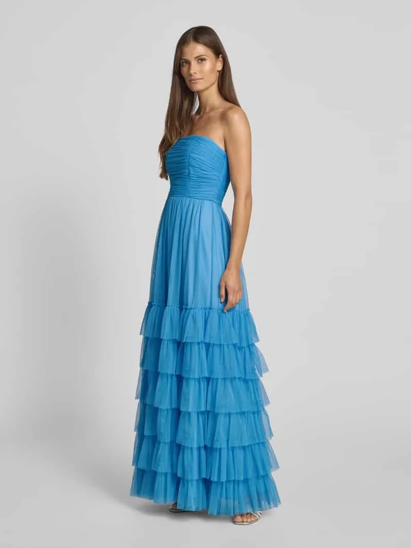 Jake*s Cocktail Maxi-jurk van tule in laagjeslook jeansblauw, foto 3