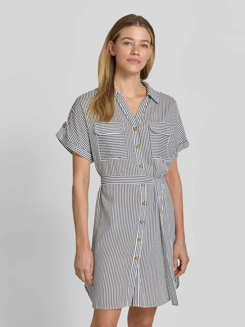 Vero Moda Vloeiende vrijetijdsjurk van pure viscose model 'BUMPY' donkerblauw, foto 4
