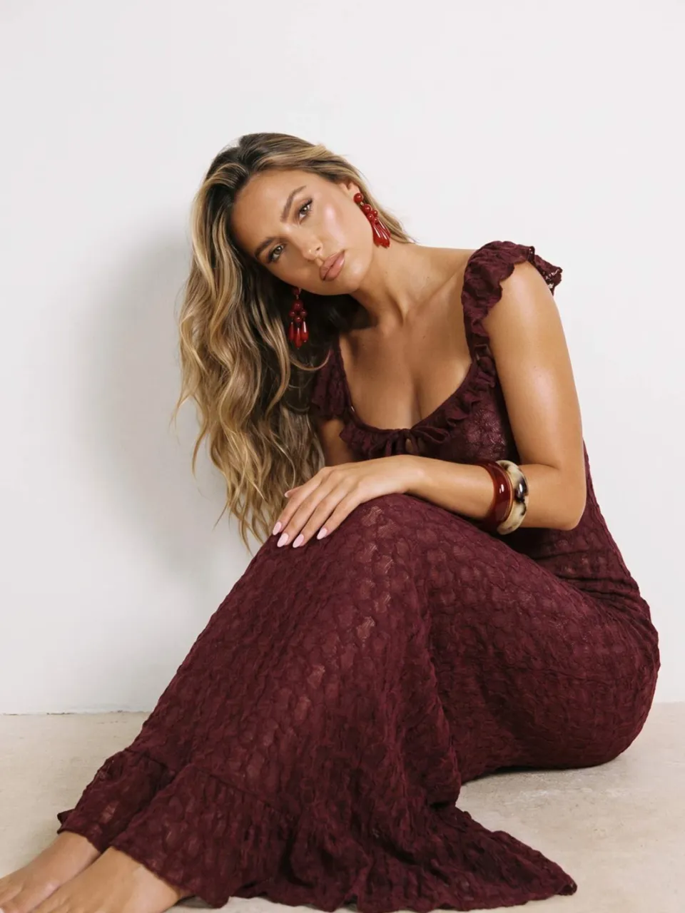 Trendyol TRENDYOLMİLLA Dames Paars Effen Maxi Kort Strandkleding Bodycon Strandjurken Rood