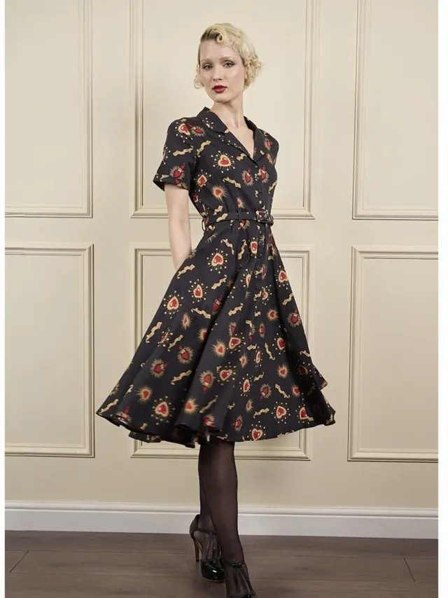Banned BELLA TRUE LOVE DRESS Dames Midi-jurk - zwart