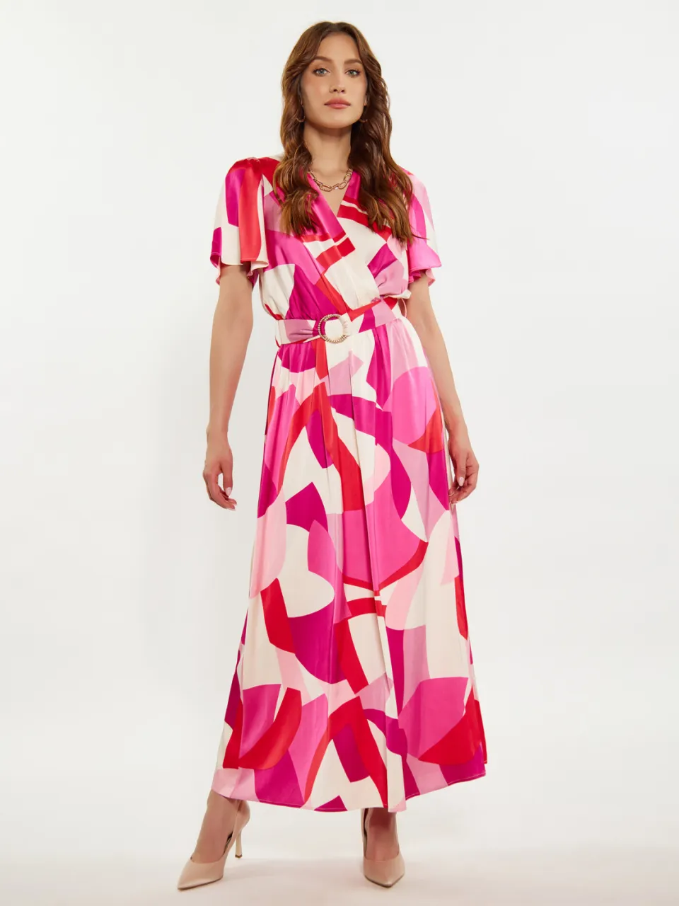 Faina Jurk Dames Roze Veelkleurig
