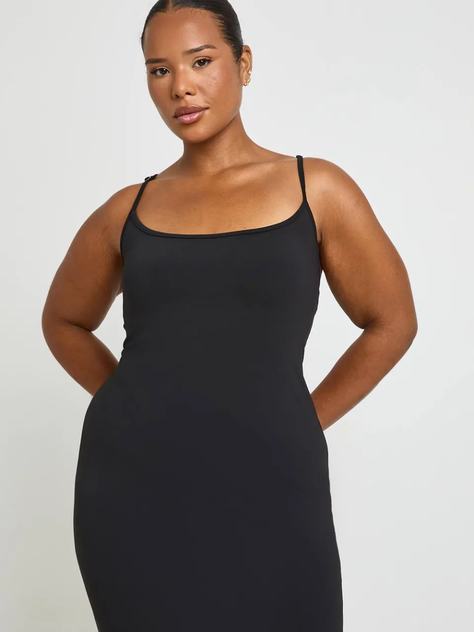 boohoo Dames Plus Basic Maxi Jurk Met Vierkante Hals zwart, foto 3