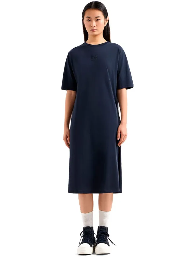 Armani Exchange Xw000353_af10359 Midi-jurk Met Korte Mouwen Blauw XL Vrouw Navy