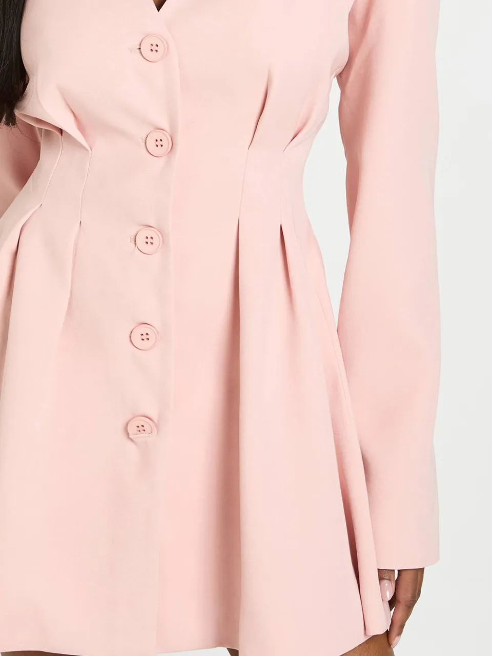 boohoo Dames Getailleerde Mini Jurk Met Lange Mouwen Zonder Kraag pastelroze, foto 4