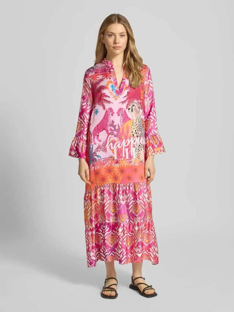 miss goodlife Tuniekjurk van viscose met trompetmouwen Rood