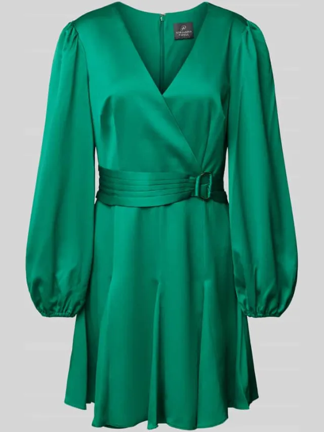Adrianna Papell Cocktailjurk met pofmouwen smaragdgroen, foto 2