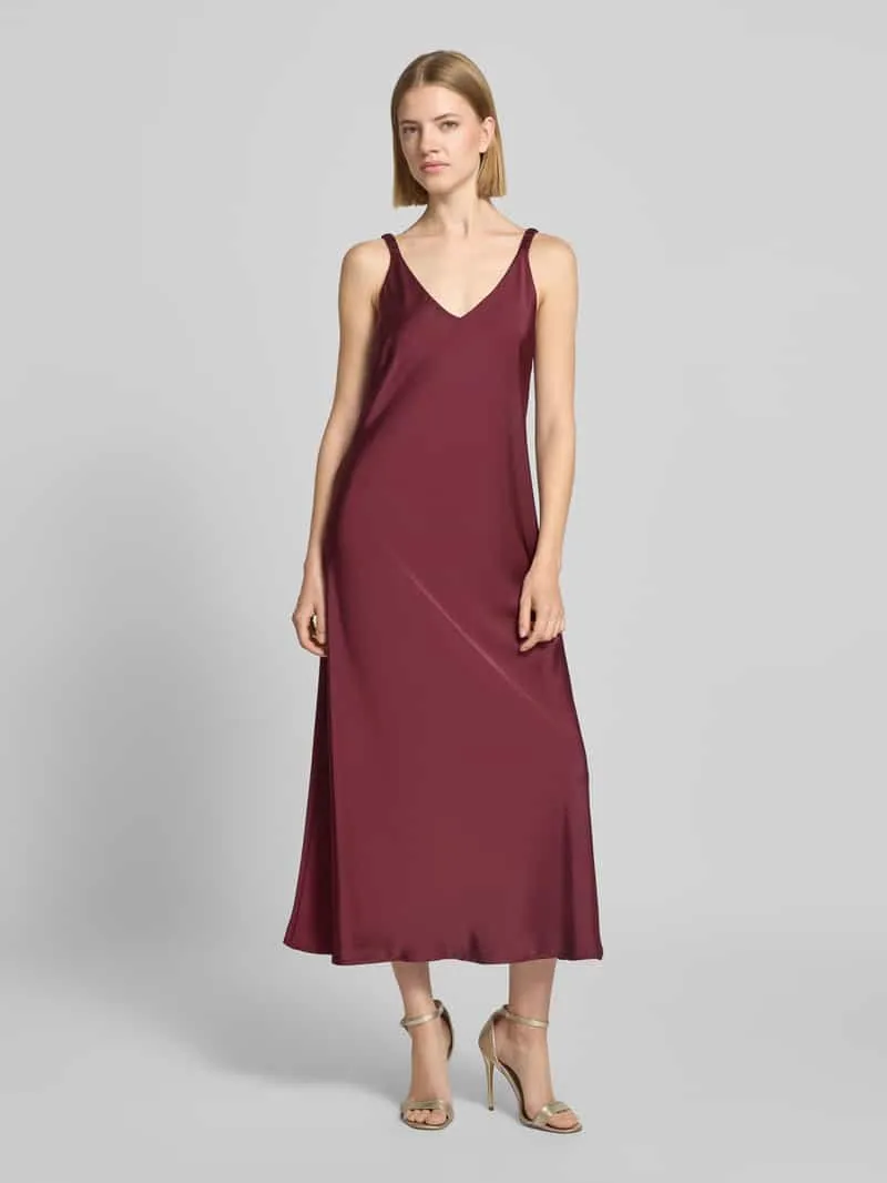 V by Vera Mont cocktailjurk van satijn met V-hals Bordeaux