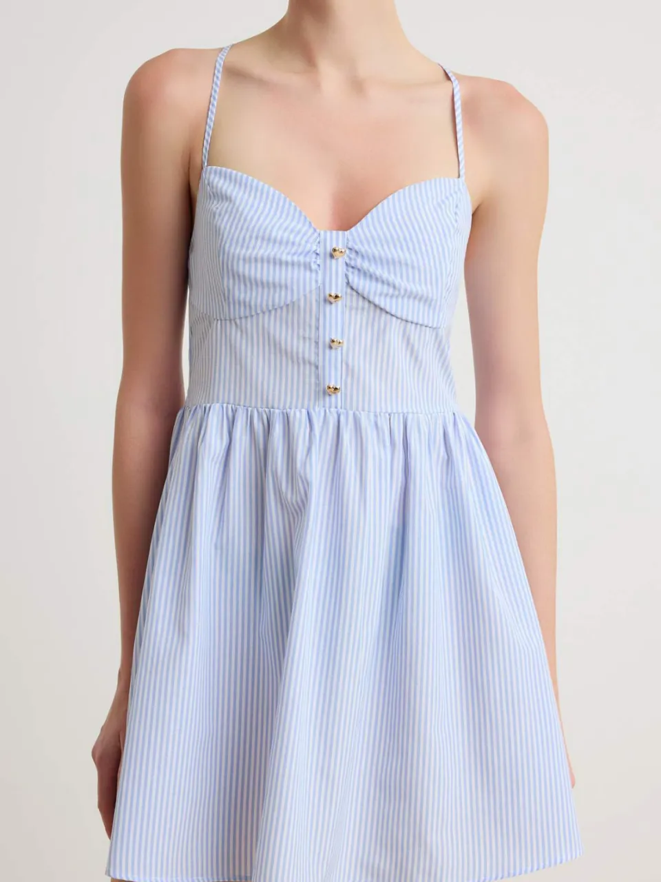 Trendyol TRENDYOLMİLLA Dames Blauw Gestreept Kort / Mini Mouwloos A-lijn Jurken, foto 2