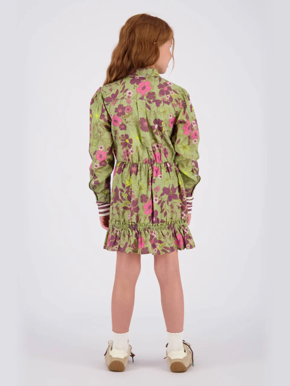 Vingino Perlou gebloemde midi jurk groen, foto 6
